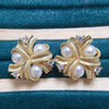 Natural Freshwater Pearl Earrings For Women Alloy Inlaid Artificial And Semiprecious Stones Flat Round And Oblate Shape