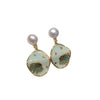 Natural Freshwater Pearl Earrings For Women Alloy Inlaid Artificial And Semiprecious Stones Ocean Star Cartoon Style Oblate Shape