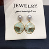 Natural Freshwater Pearl Earrings For Women Alloy Inlaid Artificial And Semiprecious Stones Ocean Star Cartoon Style Oblate Shape