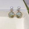 Natural Freshwater Pearl Earrings For Women Alloy Inlaid Artificial And Semiprecious Stones Ocean Star Cartoon Style Oblate Shape