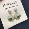 Natural Freshwater Pearl Earrings For Women Alloy Inlaid Artificial And Semiprecious Stones Ocean Star Cartoon Style Oblate Shape