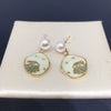 Natural Freshwater Pearl Earrings For Women Alloy Inlaid Artificial And Semiprecious Stones Ocean Star Cartoon Style Oblate Shape