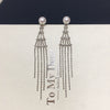 Natural Freshwater Pearl Earrings For Women Alloy Inlaid With Artificial Gemstones And Semiprecious Stones Oblate Style French Retro Tassel Bean Chain