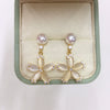 Natural Freshwater Pearl Earrings For Women Fashion Flat Round Oblate Style