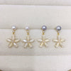 Natural Freshwater Pearl Earrings For Women Fashion Flat Round Oblate Style