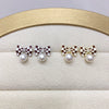 Natural Freshwater Pearl Earrings For Women Fashion Ribbon Bow Style With Alloy Inlaid Gemstones And Flat Round Pearls