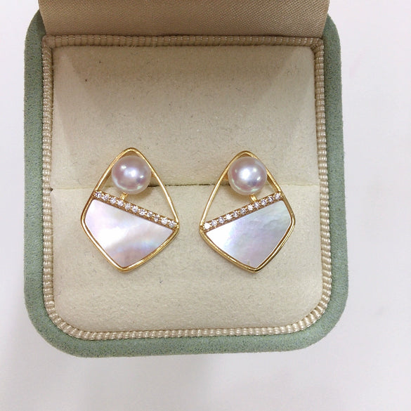 Natural Freshwater Pearl Earrings For Women Oblate Shape