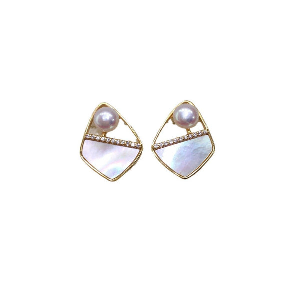 Natural Freshwater Pearl Earrings For Women Oblate Shape