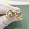 Natural Freshwater Pearl Earrings For Women S925 Sterling Silver 18K Goldfilled Microembedded Oblate Style