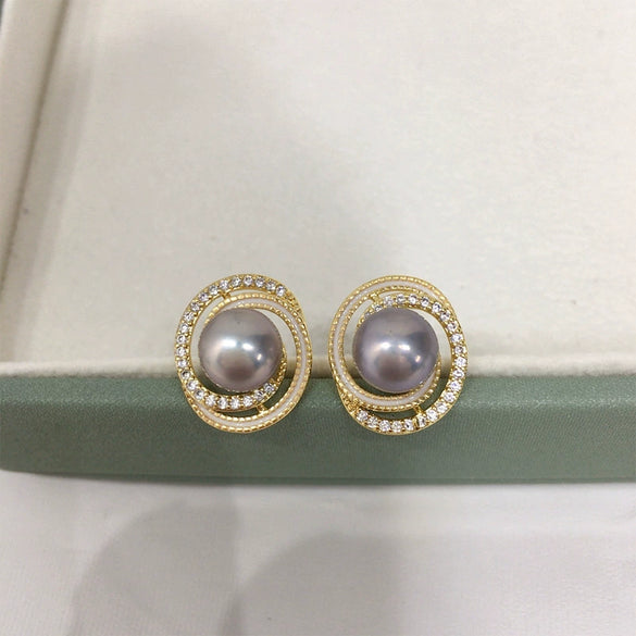 Natural Freshwater Pearl Earrings For Women S925 Sterling Silver 18K Goldfilled Microembedded Oblate Style