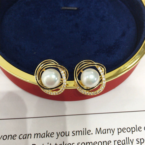 Natural Freshwater Pearl Earrings For Women S925 Sterling Silver 18K Goldfilled Oblate Shape