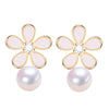 Natural Freshwater Pearl Earrings For Women S925 Sterling Silver 18K Goldfilled Oblate Shape