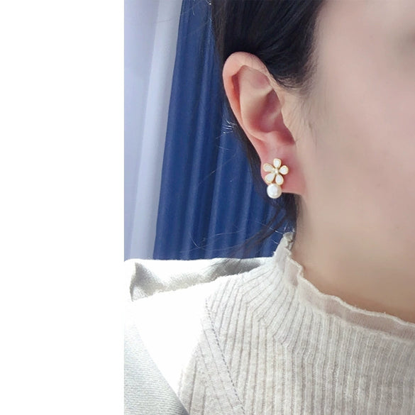Natural Freshwater Pearl Earrings For Women S925 Sterling Silver 18K Goldfilled Oblate Shape