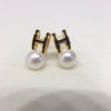 Natural Freshwater Pearl Earrings For Women S925 Sterling Silver Needle 18K Goldfilled Letter H Alloy Inlaid With Artificial And Semiprecious Stones Oblate Shape