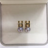 Natural Freshwater Pearl Earrings For Women S925 Sterling Silver Needle 18K Goldfilled Letter H Alloy Inlaid With Artificial And Semiprecious Stones Oblate Shape