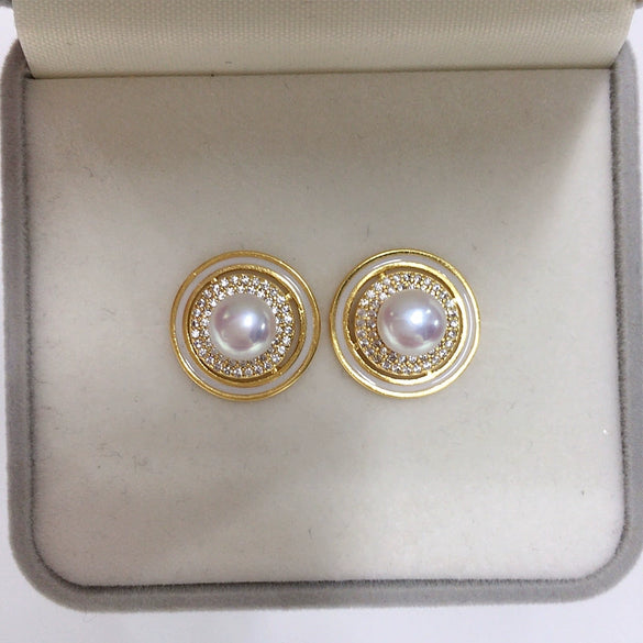 Natural Freshwater Pearl Earrings For Women S925 Sterling Silver Needles Oblate Shape