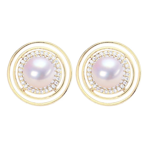 Natural Freshwater Pearl Earrings For Women S925 Sterling Silver Needles Oblate Shape