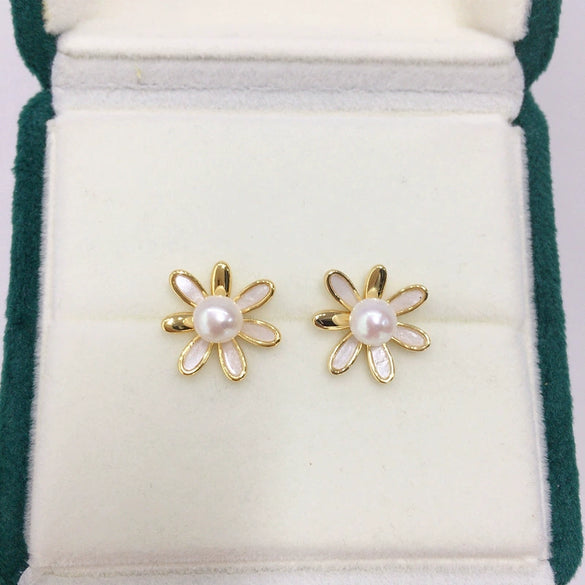 Natural Freshwater Pearl Earrings For Women With S925 Sterling Silver Needle And 18K Goldfilled Oblate Shape