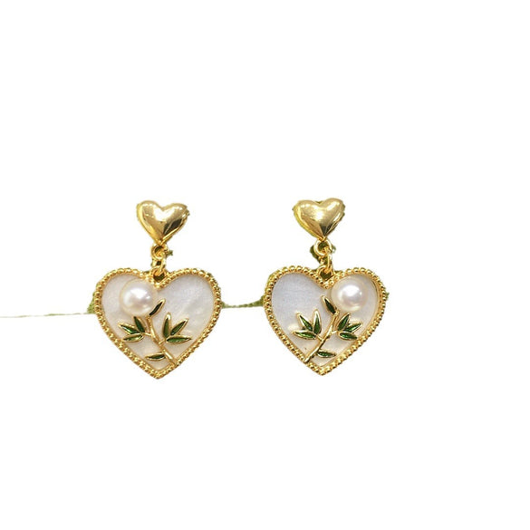 Natural Freshwater Pearl Earrings S925 Sterling Silver Women's Flat Round Bun Round Oblate Shape