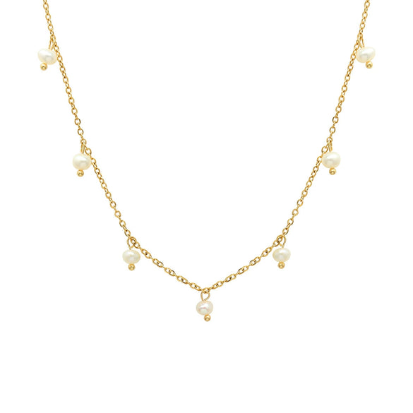 Natural Freshwater Pearl Geometric Necklace For Women Retro Minimalist Pearl Sweater Chain Statement Jewelry