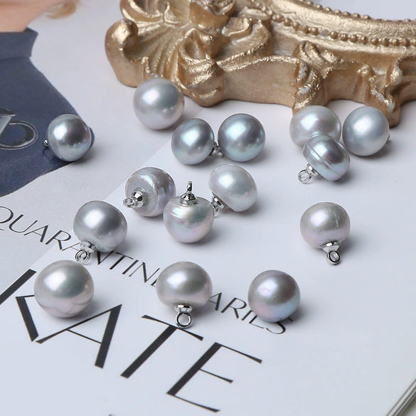 Natural Freshwater Pearl Grey Button Clothing Diy Accessories