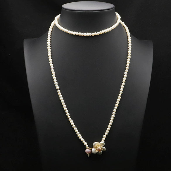 Natural Freshwater Pearl Handmade Braided Tassel Clavicle Necklace With Drop Shape And Electroplating Treatment