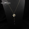 Natural Freshwater Pearl Handmade Braided Tassel Clavicle Necklace With Drop Shape And Electroplating Treatment