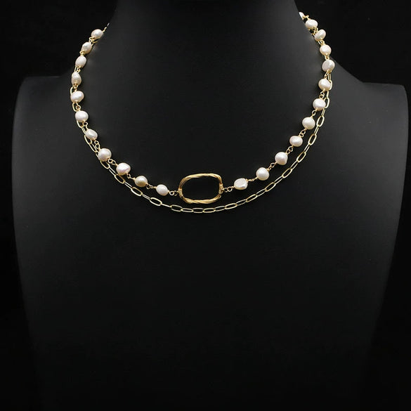 Natural Freshwater Pearl Handmade Braided Tassel Clavicle Necklace With Drop Shape And Electroplating Treatment