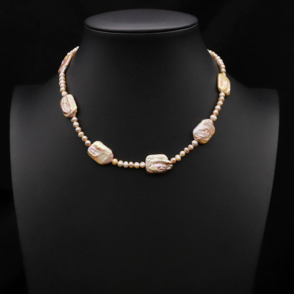Natural Freshwater Pearl Handmade Braided Tassel Clavicle Necklace With Drop Shape And Electroplating Treatment