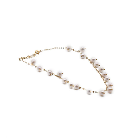 Natural Freshwater Pearl Handmade Braided Tassel Clavicle Necklace With Drop Shape And Electroplating Treatment