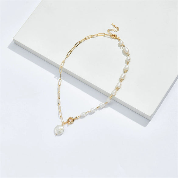 Natural Freshwater Pearl Necklace For Women With Copper Chain And Star Pattern