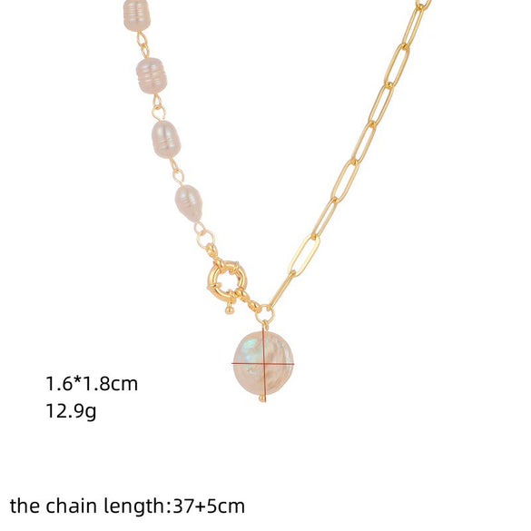 Natural Freshwater Pearl Necklace For Women With Copper Chain And Star Pattern