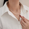 Natural Freshwater Pearl Necklace Geometric Style Electroplated Ball Chain