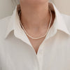 Natural Freshwater Pearl Necklace Geometric Style Electroplated Ball Chain