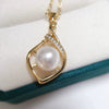 Natural Freshwater Pearl Necklace With Drop Pearl Pendant And Copper Accessories In Flat Round And Steamed Bread Round Shapes