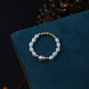 Natural Freshwater Pearl Ring 14K Gold Elastic Line Design Minimalist Unisex Special Shape