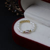 Natural Freshwater Pearl Ring 14K Gold Elastic Line Design Minimalist Unisex Special Shape