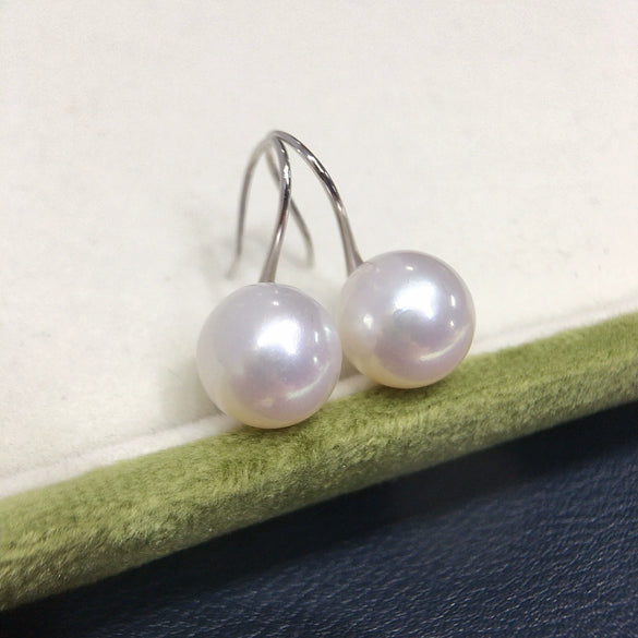 Natural Freshwater Pearl Round S925 Sterling Silver Earrings For Women