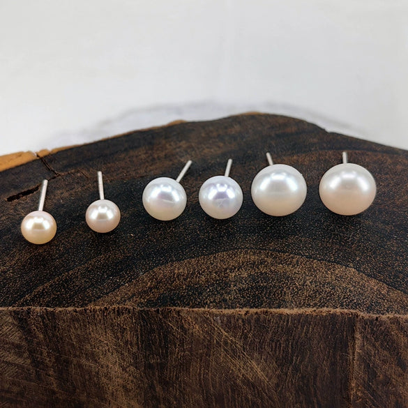 Natural Freshwater Pearl Stud Earrings With Silver Ear Posts Simple Modern Geometric Design For Women Elegant Wholesale Jewelry