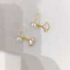 Natural Freshwater Pearl Women's Earrings S925 Sterling Silver Needle Oblate And Round Shape