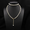 Natural Freshwater Pearl Woven Sweater Chain Necklace Retro Geometric Handmade Electroplated Jewelry For Women