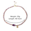 Natural Freshwater Purple Pearl And Crystal Necklace And Bracelet With Back Pattern Handmade For Women