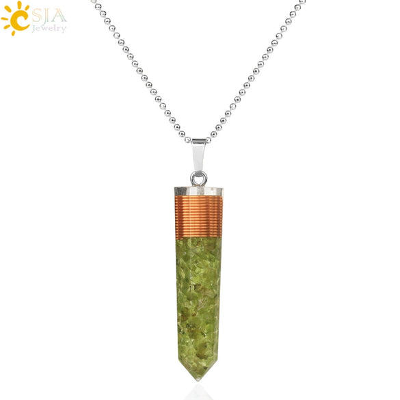 Natural Gravel And Mixed Semi Precious Stone Pendant Necklace With Copper Drip Glaze Detail Simple Ball Chain Jewelry For Women