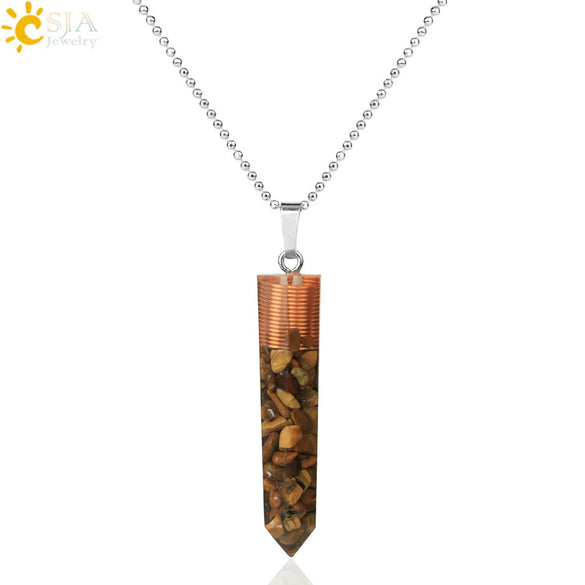 Natural Gravel And Mixed Semi Precious Stone Pendant Necklace With Copper Drip Glaze Detail Simple Ball Chain Jewelry For Women
