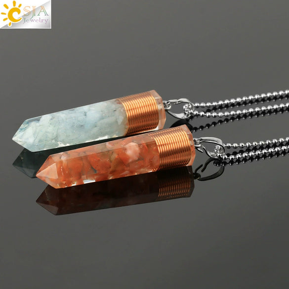 Natural Gravel And Mixed Semi Precious Stone Pendant Necklace With Copper Drip Glaze Detail Simple Ball Chain Jewelry For Women
