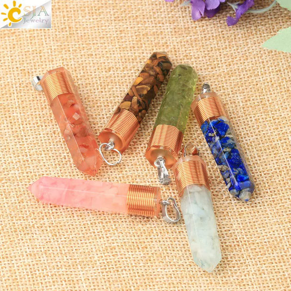 Natural Gravel And Mixed Semi Precious Stone Pendant Necklace With Copper Drip Glaze Detail Simple Ball Chain Jewelry For Women