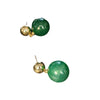 Natural Green Agate Round Geometric Earrings With 925 Silver Needles Gold Tone Electroplated Copper Simple Modern Jewelry