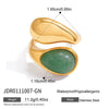 Natural Green Aventurine Geometric Stainless Steel Ring With Pvd Gold Plating For Women