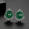 Natural Green Chalcedony Flower Earrings For Women Electroplated Copper Geometric Fashion Jewelry