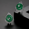 Natural Green Chalcedony Flower Earrings For Women Electroplated Copper Geometric Fashion Jewelry